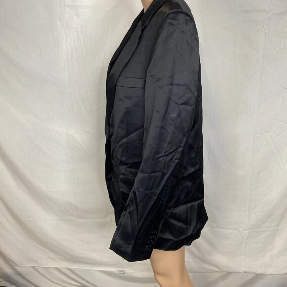 NEW BANANA REPUBLIC  Women's Satin Single-Breasted Suit Jacket Size 12T Black - Picture 9 of 14